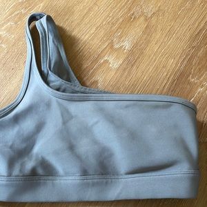 Alo yoga grey one shoulder sports bra